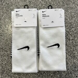 Nike Matchfit Soccer Socks Womens 4-6 Youth 3Y-5Y White Knee High OTC DRI-FIT